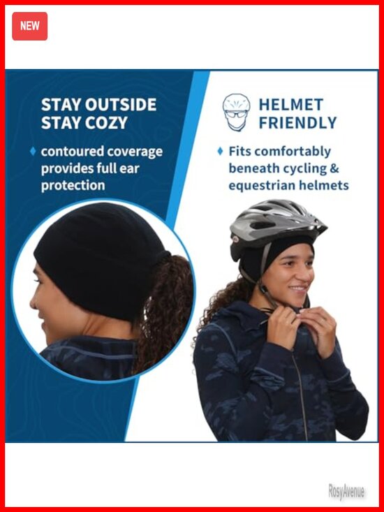 Merino Wool Beanie with Ponytail Hole, Running Winter Hat
